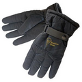 Men's Black Water-Resistant Winter Gloves with Gripped Palm & Fingers